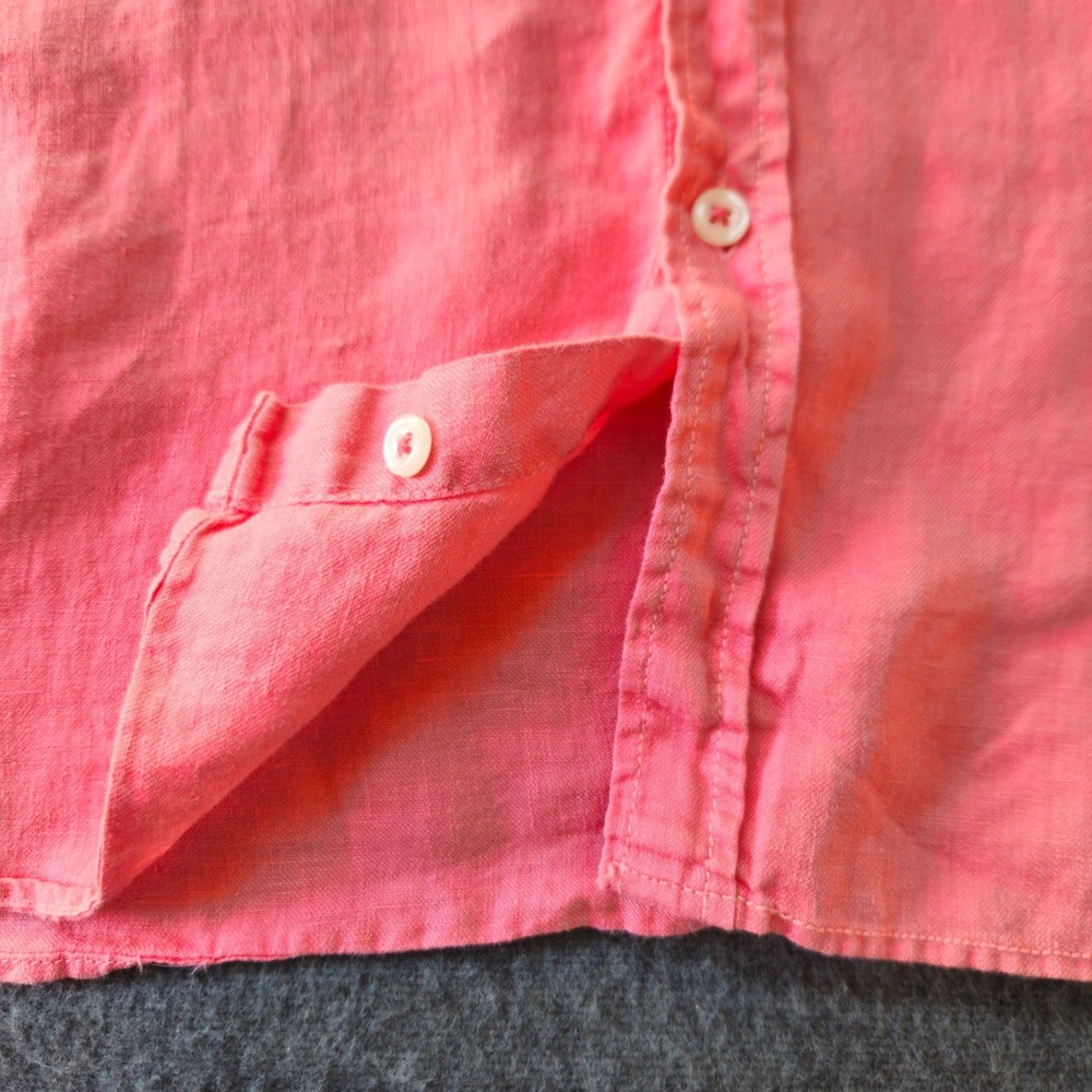 Toscano Medium 100% Linen Shirt Coral Beach Coastal Vacation Travel Preppy EUC - Picture 11 of 11